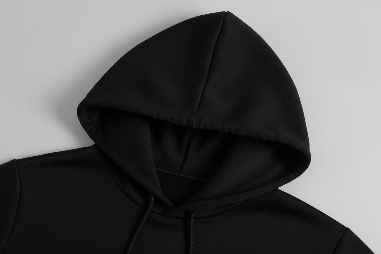 Black hoodie hood detail