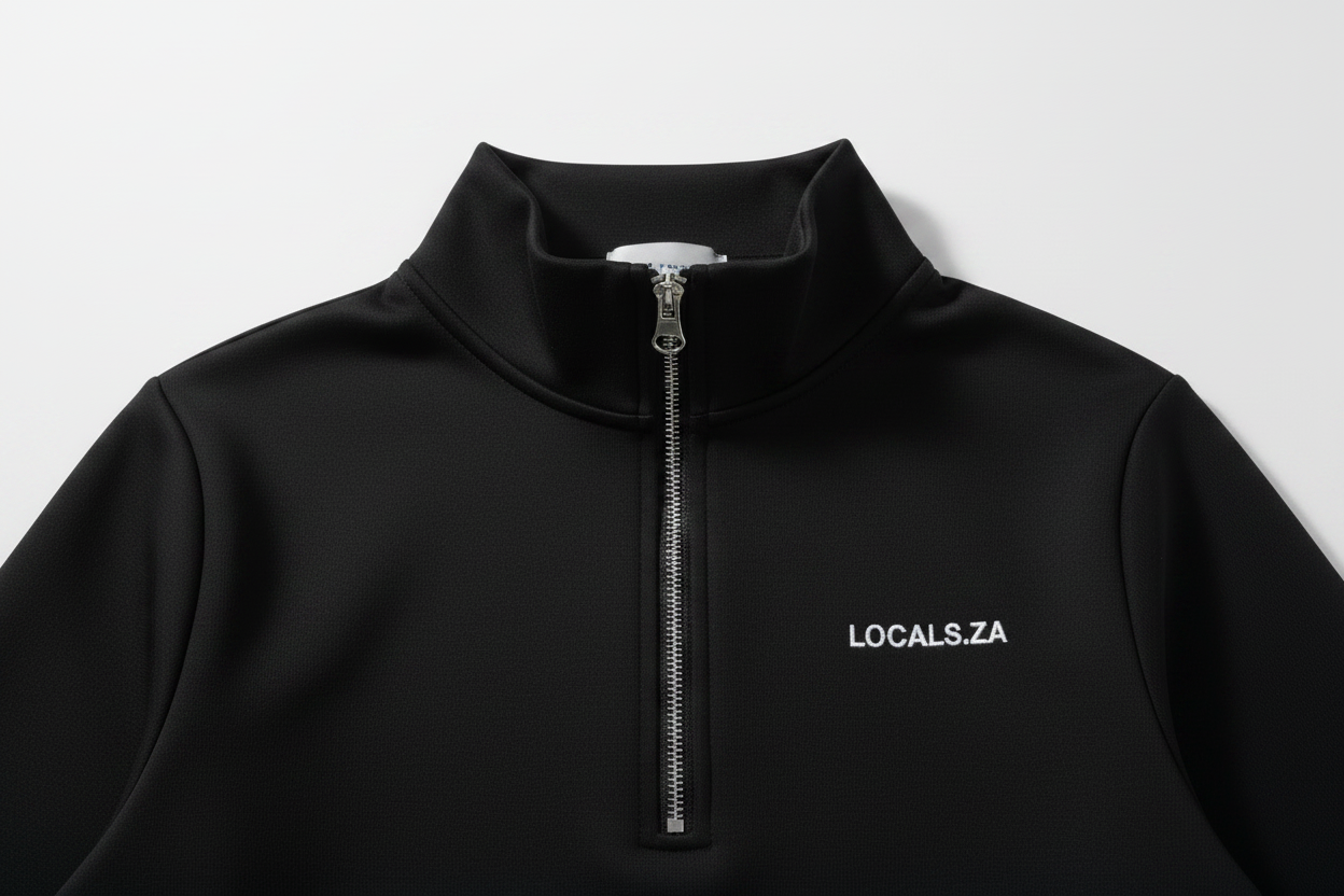 Black Quarter-Zip with White LOCALS.ZA