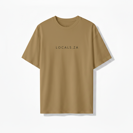 Khaki ladies tee with LOCALS.ZA embroidery
