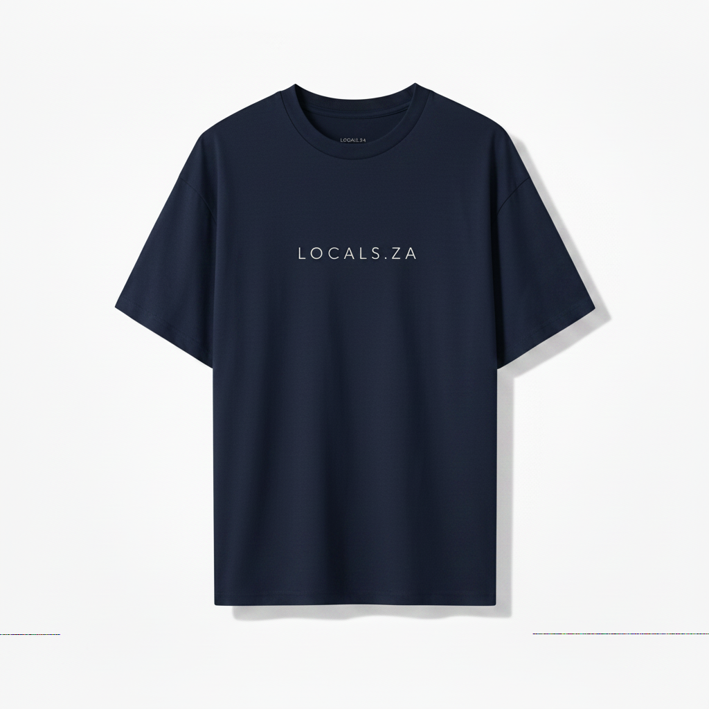 Navy ladies tee with LOCALS.ZA embroidery