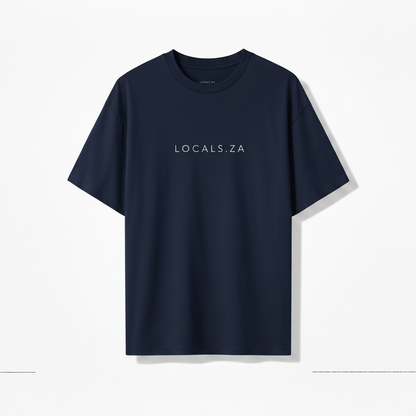 Navy ladies tee with LOCALS.ZA embroidery