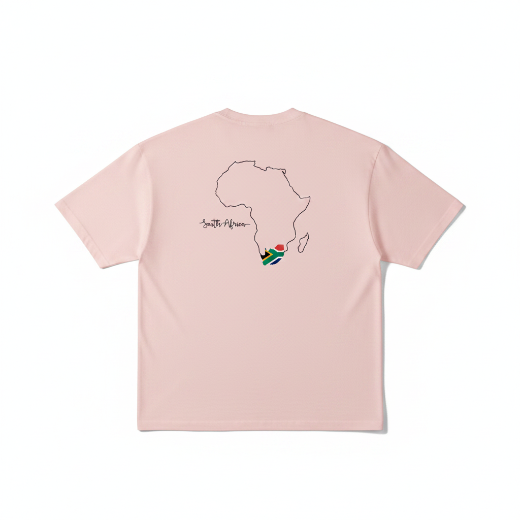 Pink shirt back with South Africa art