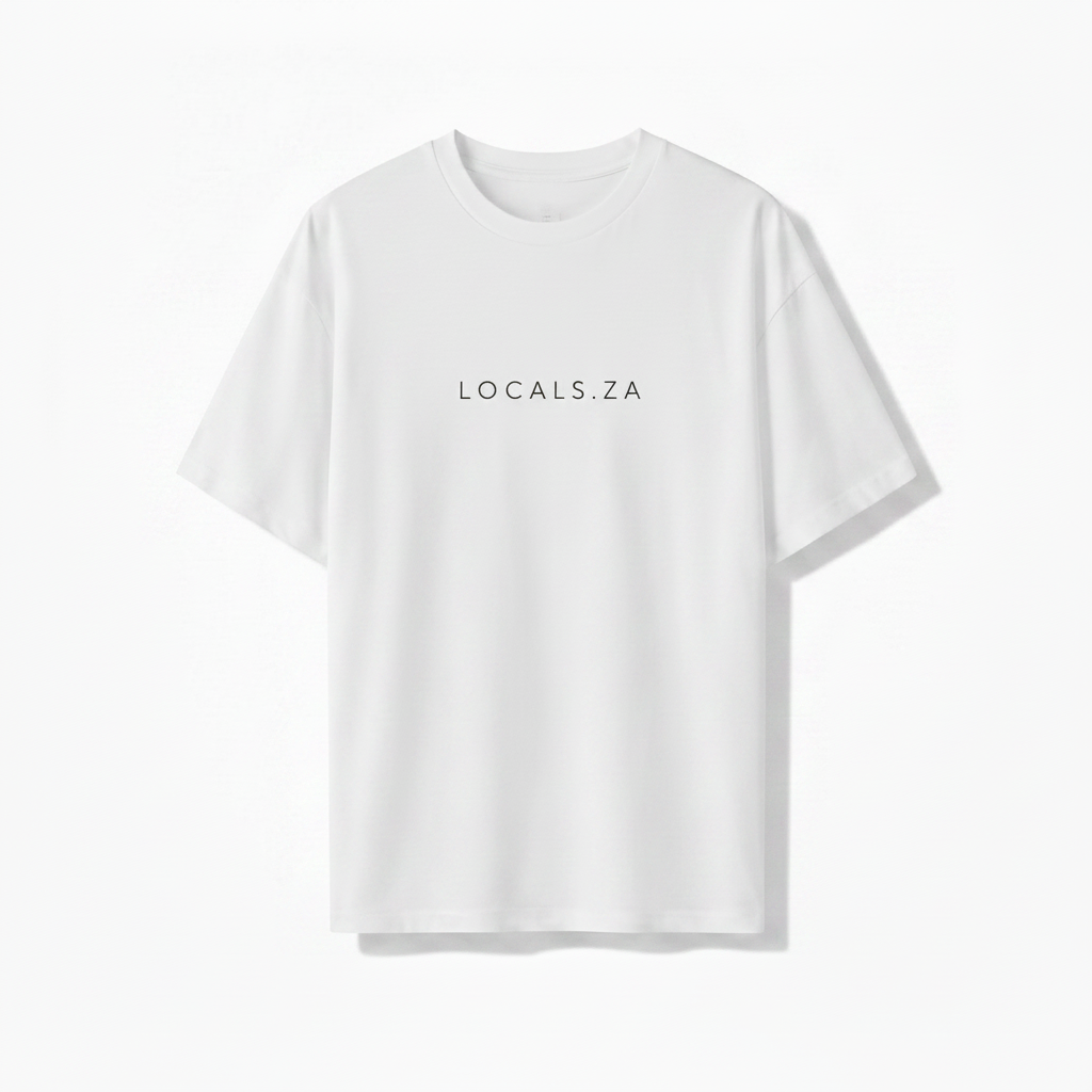 White ladies tee with LOCALS.ZA embroidery
