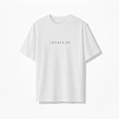 White ladies tee with LOCALS.ZA embroidery