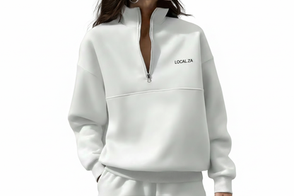 White Quarter-Zip Catalog Photo - White Background