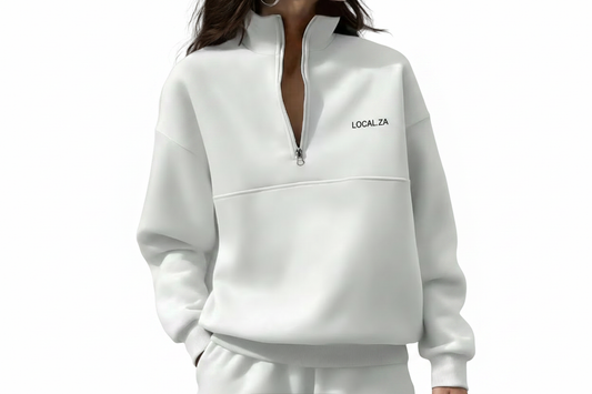 White Quarter-Zip Catalog Photo - White Background