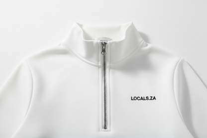 White Quarter-Zip with LOCALS.ZA Embroidery
