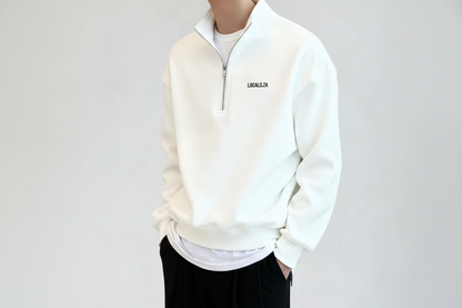 White Quarter-Zip with LOCALS.ZA Stitching