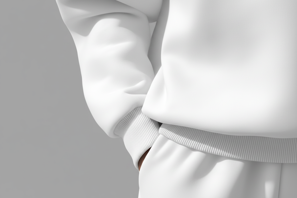 White Sweatshirt Detail - White Background