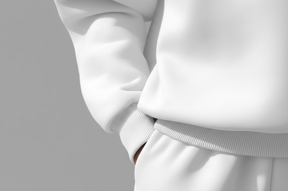 White Sweatshirt Detail - White Background
